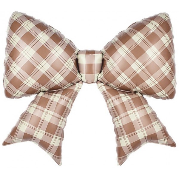 Воздушные шары. Доставка в Москве: Шар Бант бежевый в клетку, 78 см Цены на https://sharsky.msk.ru/