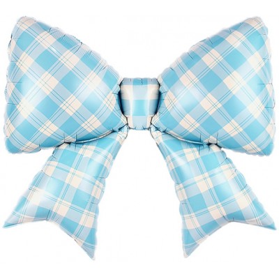 Шар Бант голубой в клетку, 78 см
