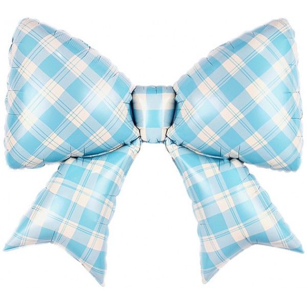 Воздушные шары. Доставка в Москве: Шар Бант голубой в клетку, 78 см Цены на https://sharsky.msk.ru/