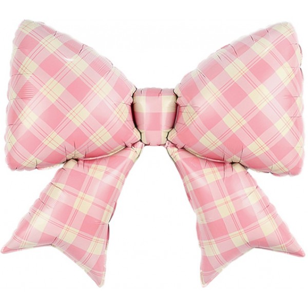 Воздушные шары. Доставка в Москве: Шар Бант розовый в клетку, 78 см Цены на https://sharsky.msk.ru/