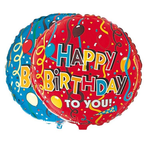 Воздушные шары. Доставка в Москве: "Happy Birthday" с серпантином, 46 см Цены на https://sharsky.msk.ru/