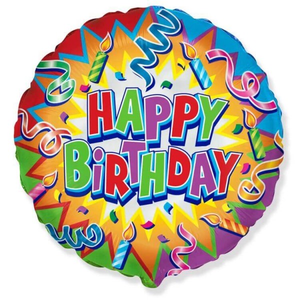 Воздушные шары. Доставка в Москве: "Happy Birthday" серпантин и свечи, 46 см Цены на https://sharsky.msk.ru/