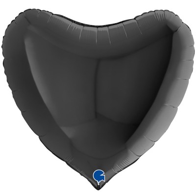 Шар Сердце большое чёрное, 81 см
