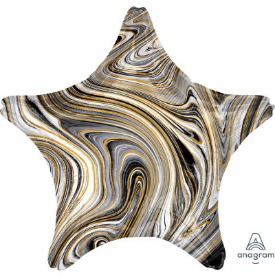 Шар Звезда чёрно-белый мрамор, 46 см