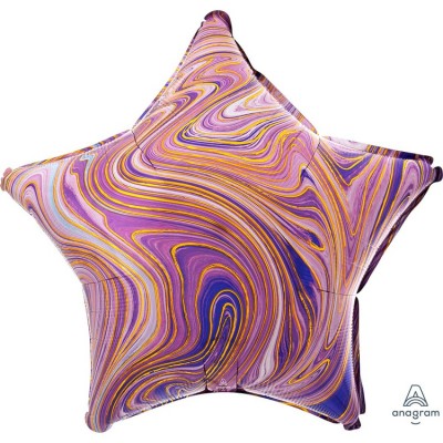Шар Звезда пурпурный мрамор, 46 см