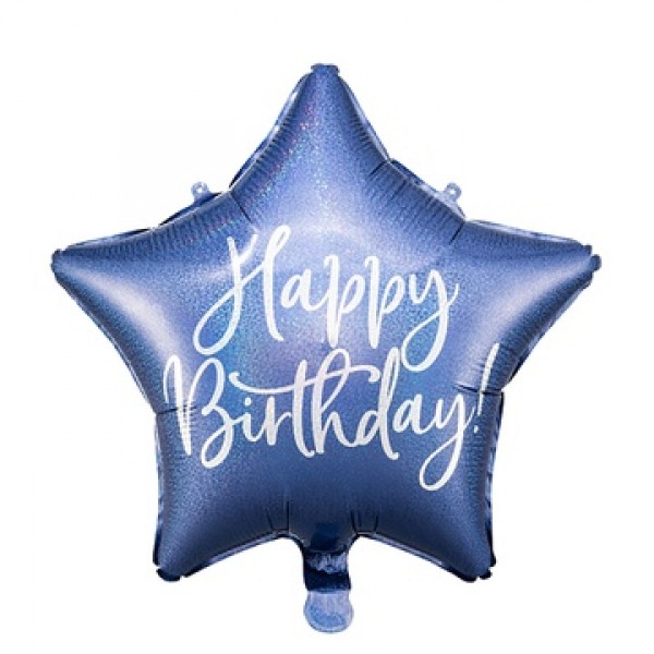 Воздушные шары. Доставка в Москве: Звезда "Happy Birthday" тёмно-синяя, 46 см Цены на https://sharsky.msk.ru/