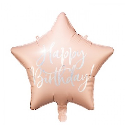 Звезда "Happy Birthday" розовая пудра, 46 см