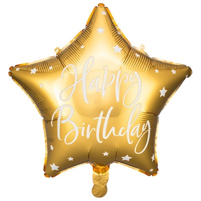 Шар звезда "Happy Birthday" золотая, 46 см