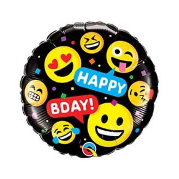 Воздушные шары. Доставка в Москве: Круг "С Днем Рождения" рожицы, 46 см Цены на https://sharsky.msk.ru/