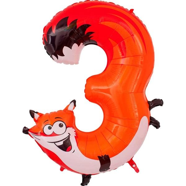 Воздушные шары. Доставка в Москве: Шар цифра с животным 3 Цены на https://sharsky.msk.ru/