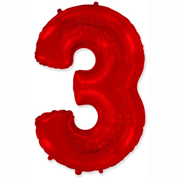 Воздушные шары. Доставка в Москве: Шар красная цифра 3 Цены на https://sharsky.msk.ru/