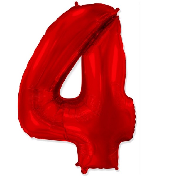 Воздушные шары. Доставка в Москве: Шар красная цифра 4 Цены на https://sharsky.msk.ru/