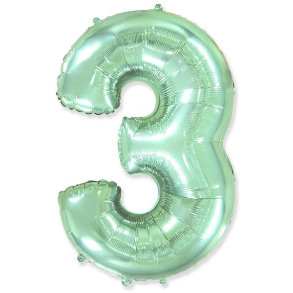 Воздушные шары. Доставка в Москве: Шар мятная цифра 3 Цены на https://sharsky.msk.ru/
