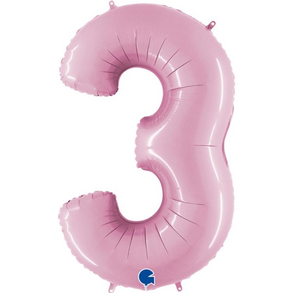 Воздушные шары. Доставка в Москве: Шар нежно-розовая цифра 3 Цены на https://sharsky.msk.ru/