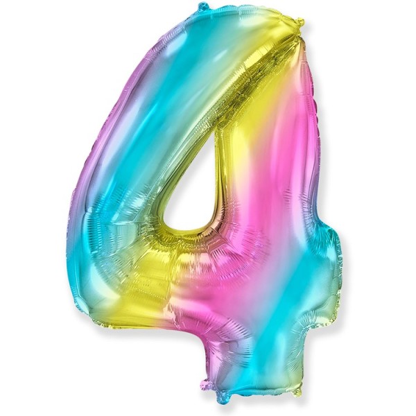 Воздушные шары. Доставка в Москве: Шар радужная цифра 4 Цены на https://sharsky.msk.ru/