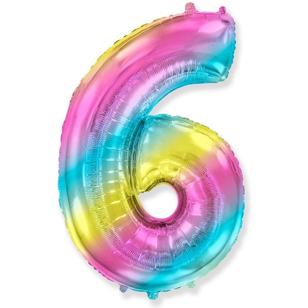 Воздушные шары. Доставка в Москве: Шар радужная цифра 6 Цены на https://sharsky.msk.ru/