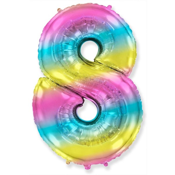 Воздушные шары. Доставка в Москве: Шар радужная цифра 8 Цены на https://sharsky.msk.ru/