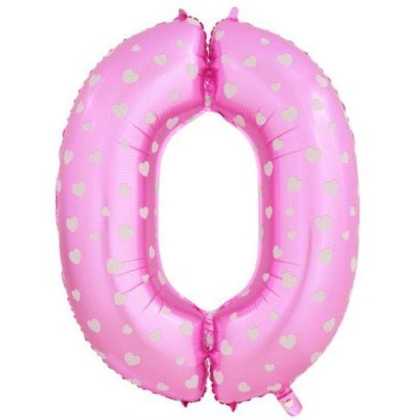 Воздушные шары. Доставка в Москве: Шар розовая цифра с сердцами 0 Цены на https://sharsky.msk.ru/