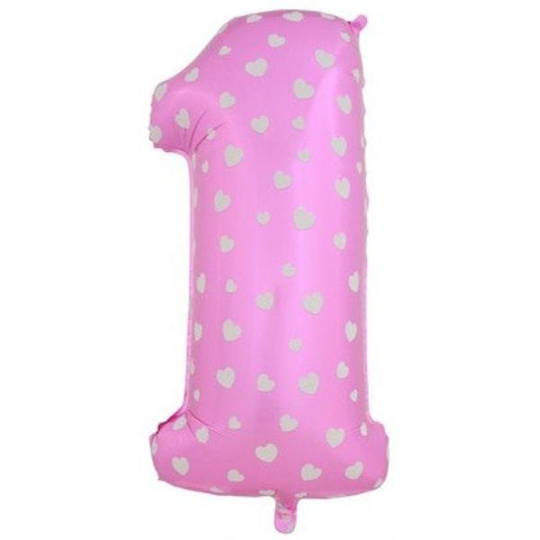 Воздушные шары. Доставка в Москве: Шар розовая цифра с сердцами 1 Цены на https://sharsky.msk.ru/