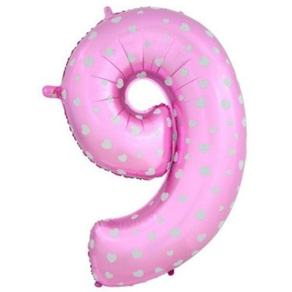 Воздушные шары. Доставка в Москве: Шар розовая цифра с сердцами 9 Цены на https://sharsky.msk.ru/