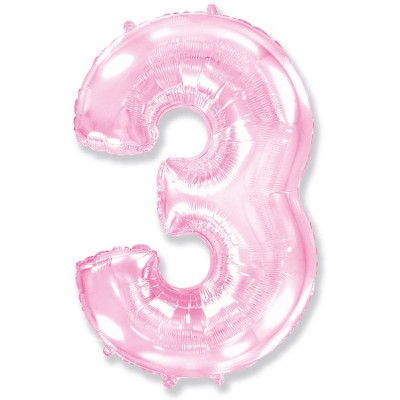 Шар розовая цифра 3