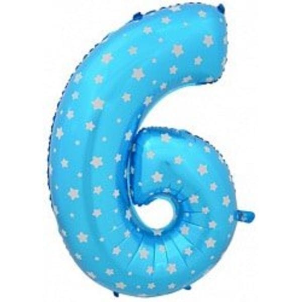 Воздушные шары. Доставка в Москве: Шар синяя цифра со звездами 6 Цены на https://sharsky.msk.ru/