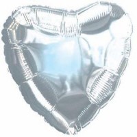 Шар Сердце серебряное, 46 см
