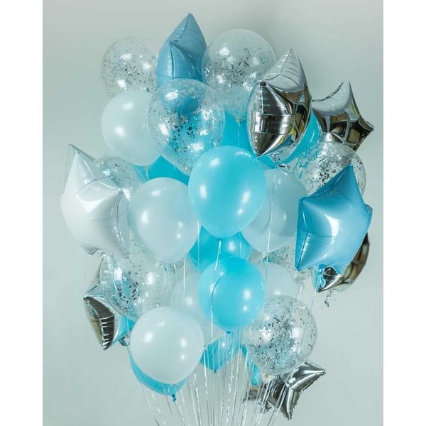 Воздушные шары. Доставка в Москве: Фонтан из 27-ми шаров Цены на https://sharsky.msk.ru/