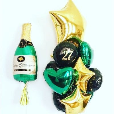 Букет шаров на 27 лет с шампанским