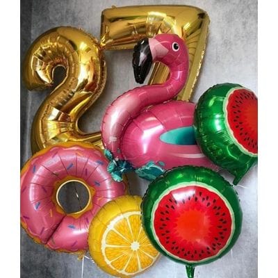 Букет шаров с фламинго на 27 лет