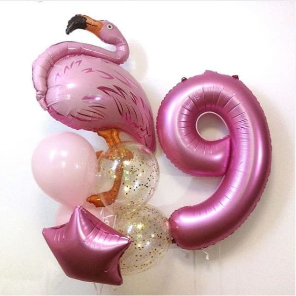 Воздушные шары. Доставка в Москве: Букет шаров на 9 лет девочке с фламинго Цены на https://sharsky.msk.ru/