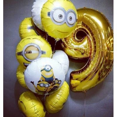 Букет шаров на 9 лет с миньонами