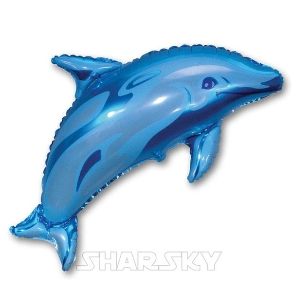 Воздушные шары. Доставка в Москве: Фигура "Дельфин" голубой, 94 см Цены на https://sharsky.msk.ru/