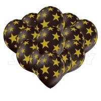 Черные шарики со звездами, 35 см
