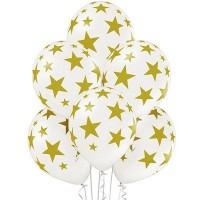 Белые шарики со звездами, 35 см
