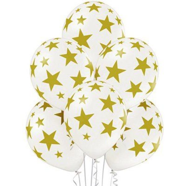 Воздушные шары. Доставка в Москве: Белые шарики со звездами, 35 см Цены на https://sharsky.msk.ru/