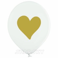 Белые шары с сердцем, 35 см